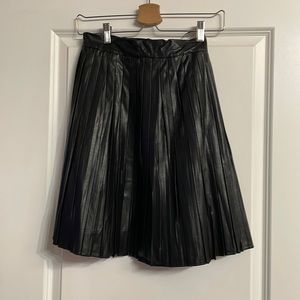 Pleated Faux Leather Skirt